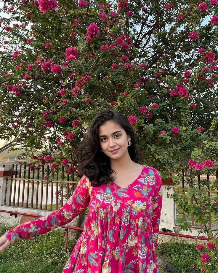 Bohemian Bloom' Pink Block Print Babydoll Tunic