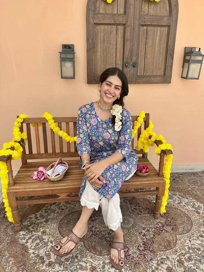 Indigo Garden' Scallop Cotton Kurti