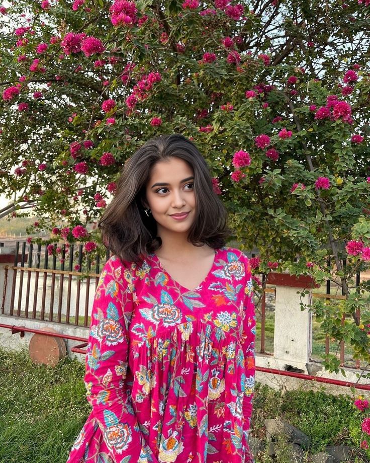 Bohemian Bloom' Pink Block Print Babydoll Tunic