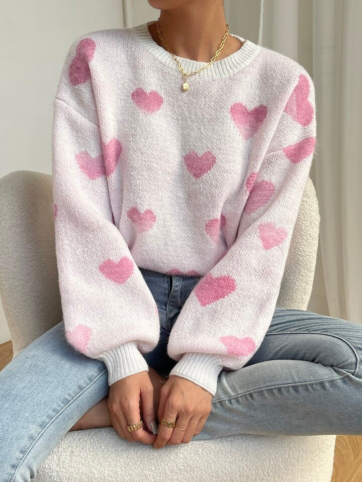 💜 Lavender Love Heart Knit Sweater