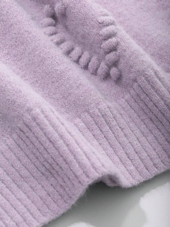 💜 Lavender Cozy Heart Knit Sweater