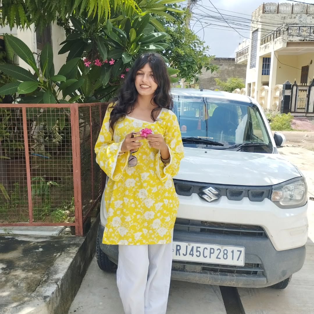 Jaipur Lemon Cotton Tunic with Flared Sleeves