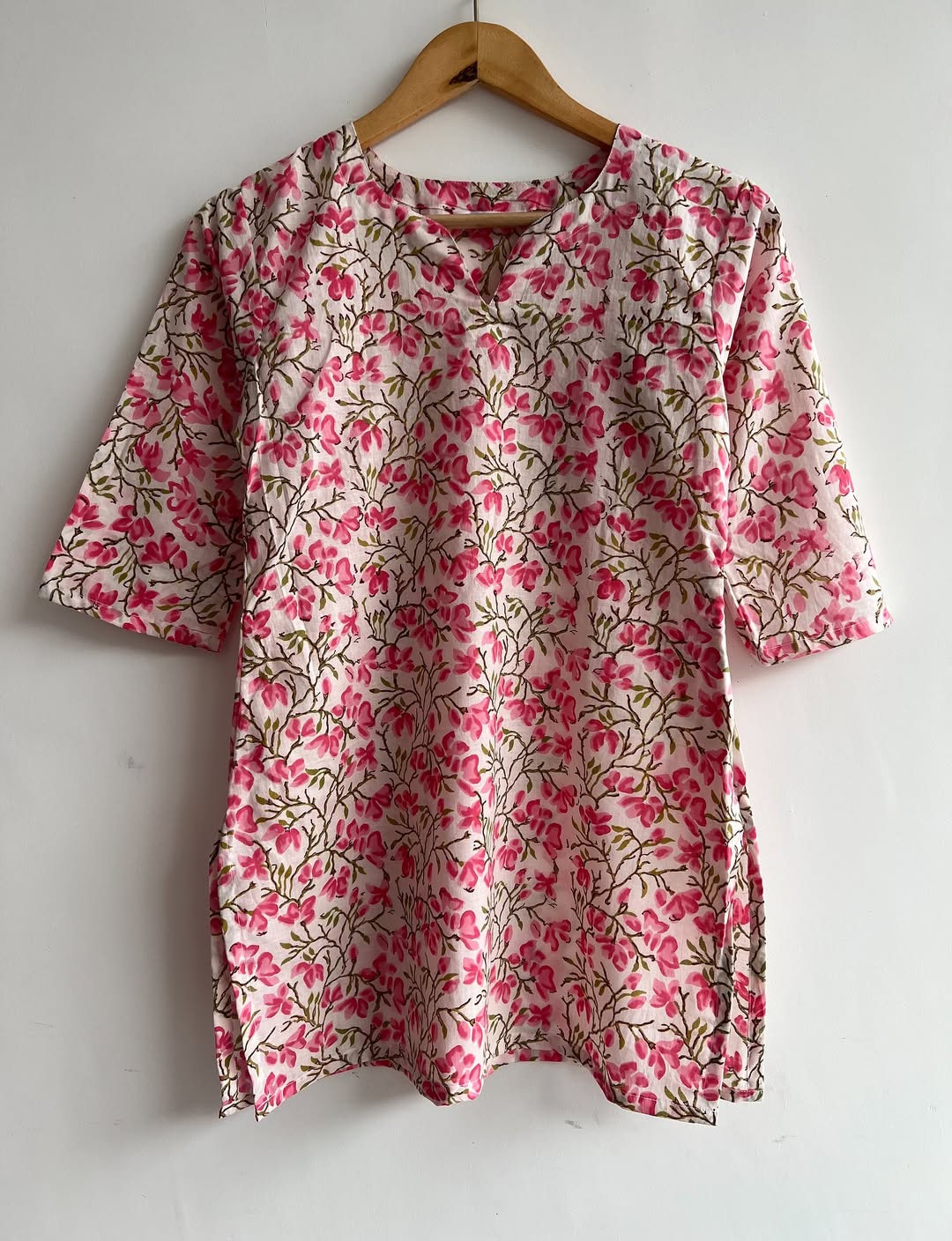 Lemon Zest Cotton Tunic with V-Split Neck