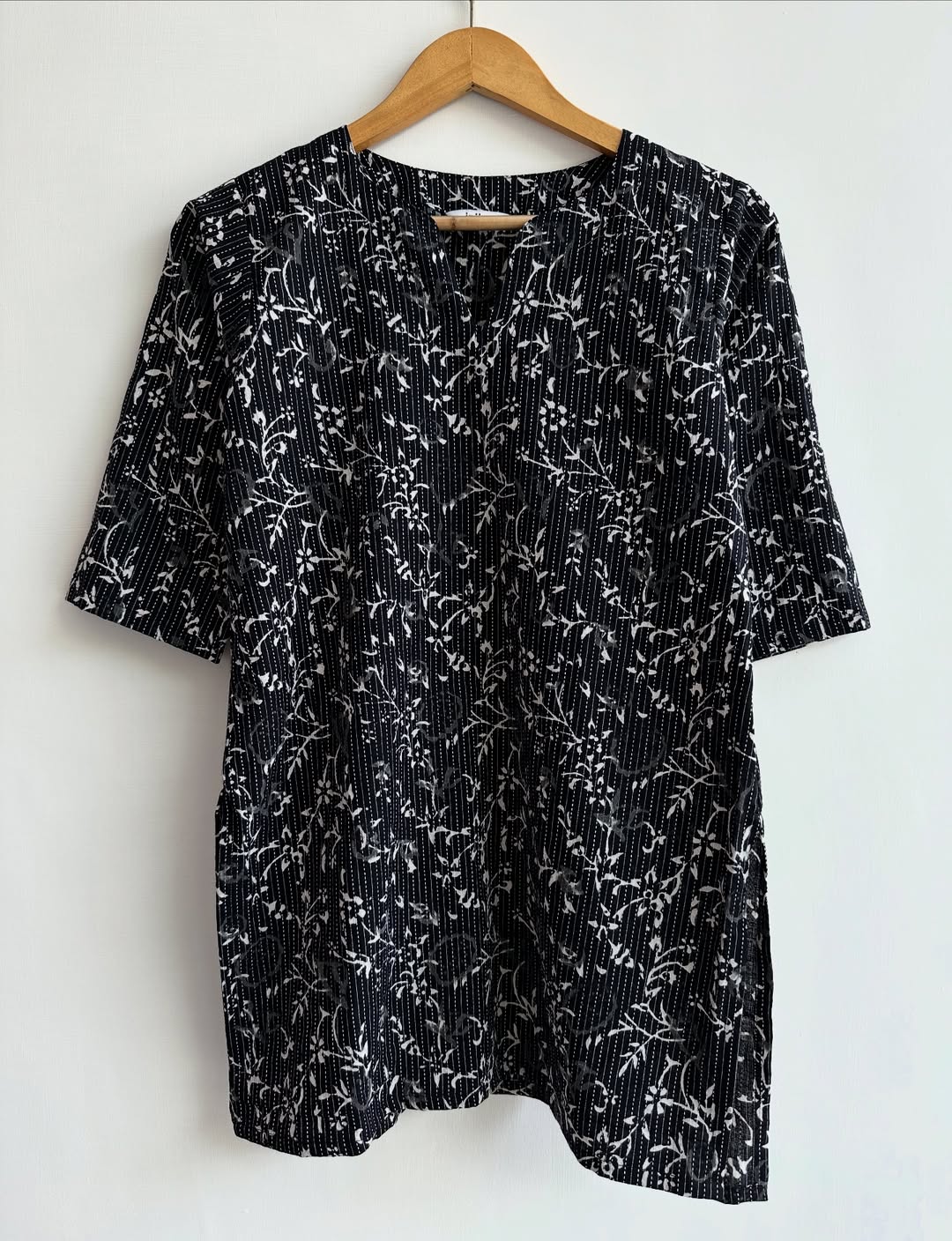 Lemon Zest Cotton Tunic with V-Split Neck