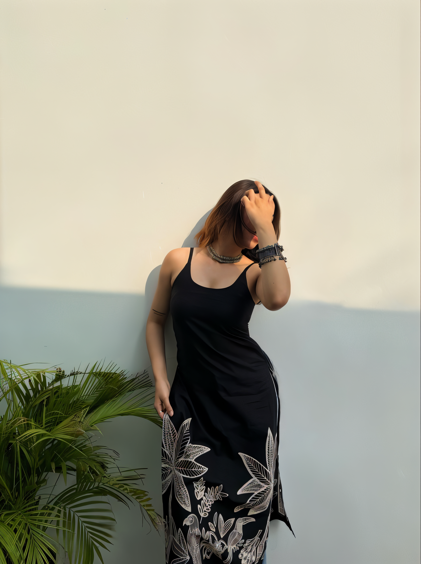 Fusion Black Embroidered Side-Slit Tunic / Kurti