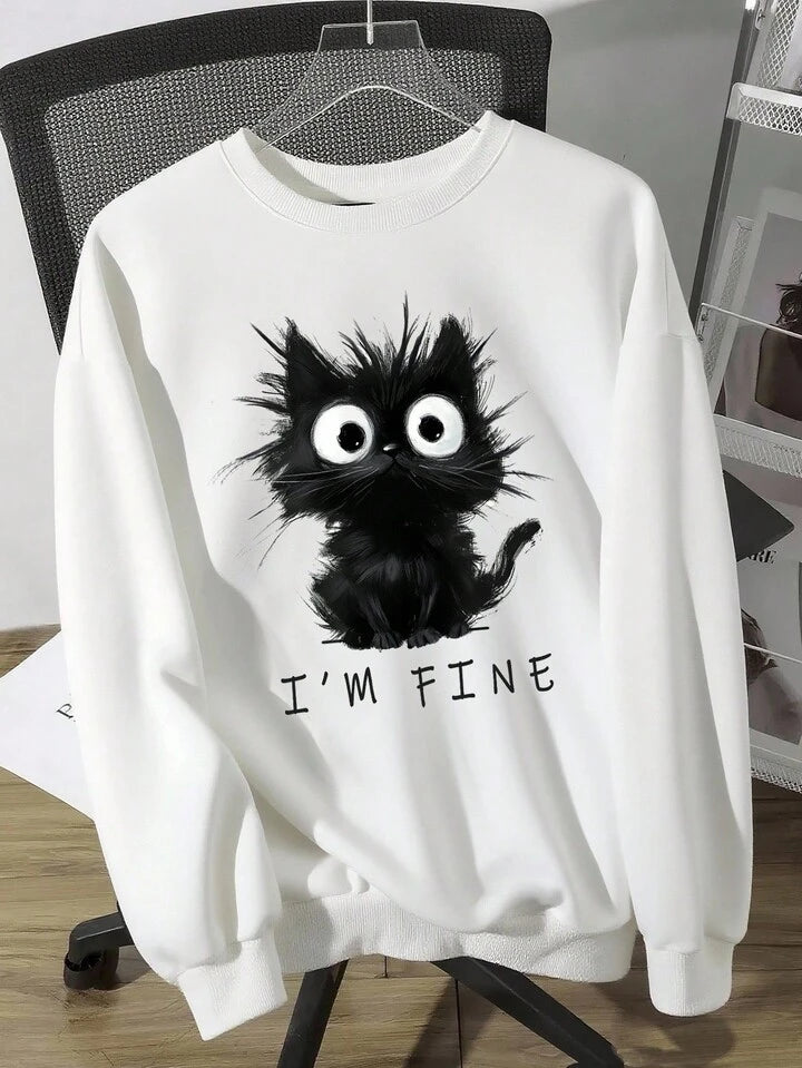 I’m Fine” Cute Cat Graphic Sweatshirt