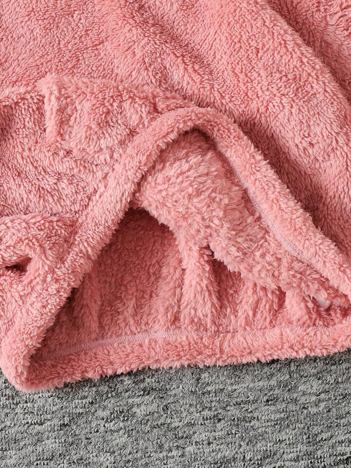 Women’s Fuzzy Fleece Half-Zip Pullover – Soft & Cozy Winter Sweatshirt (Pink)