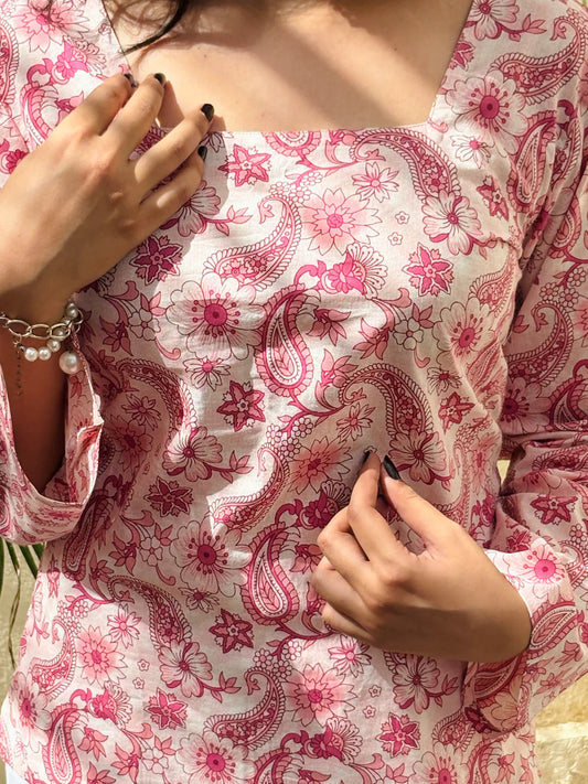 Blushing Bells' Cotton Block Print Tunic