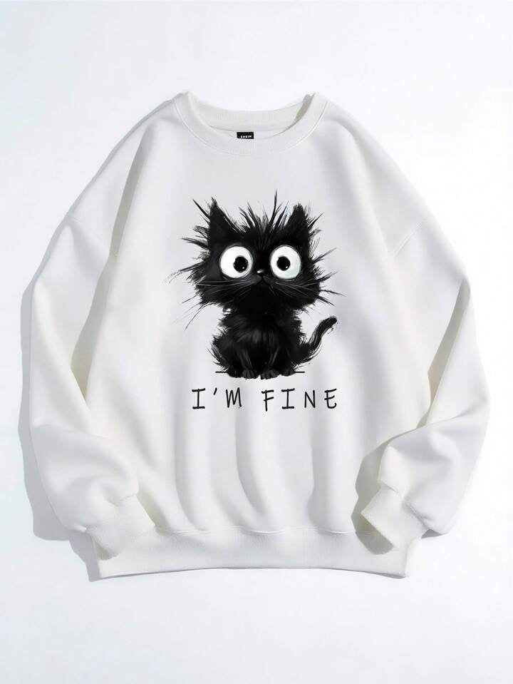 I’m Fine” Cute Cat Graphic Sweatshirt