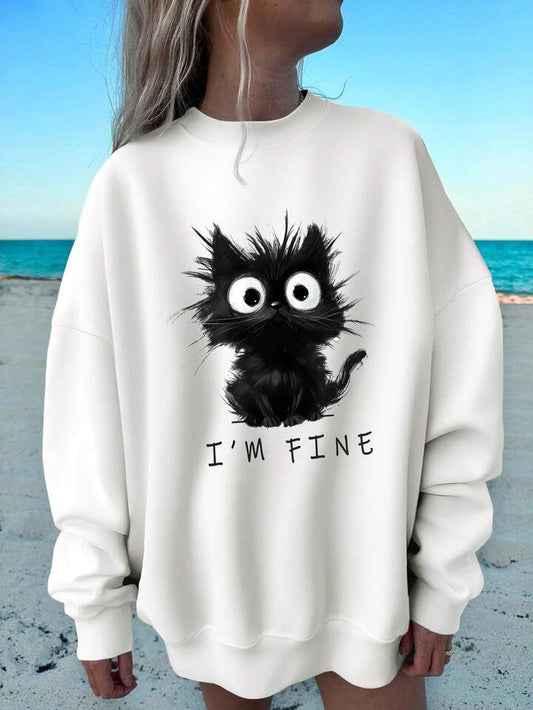 I’m Fine” Cute Cat Graphic Sweatshirt