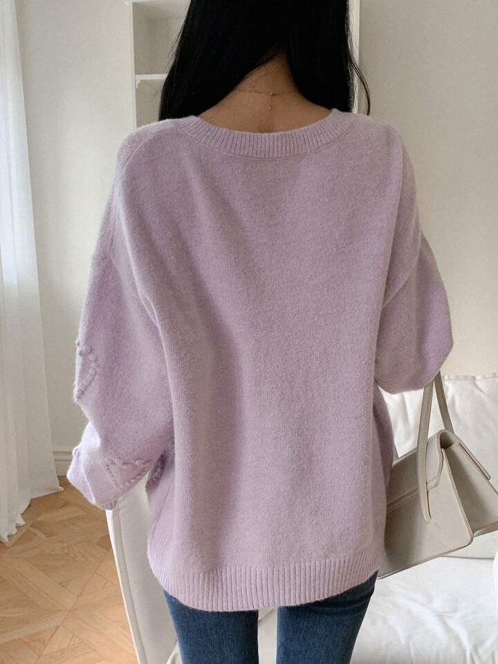 💜 Lavender Cozy Heart Knit Sweater