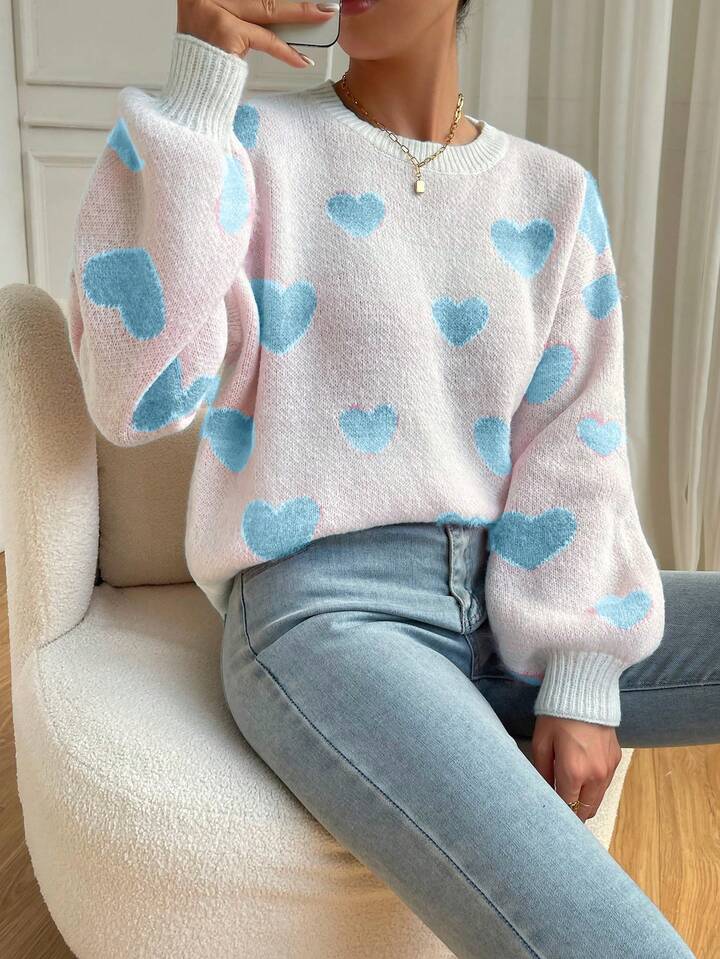 💜 Lavender Love Heart Knit Sweater