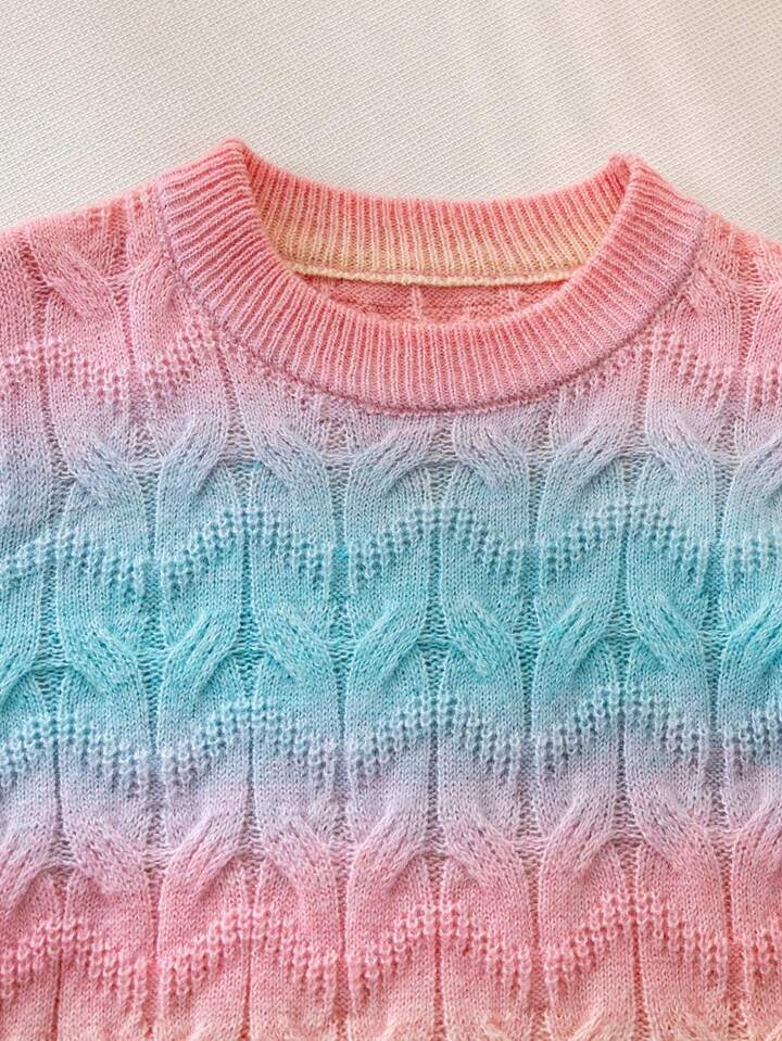 TrendsGirls & Teens Ombre Knit Pullover Sweater, Cute Style Suitable For Vacation, Daily Wear