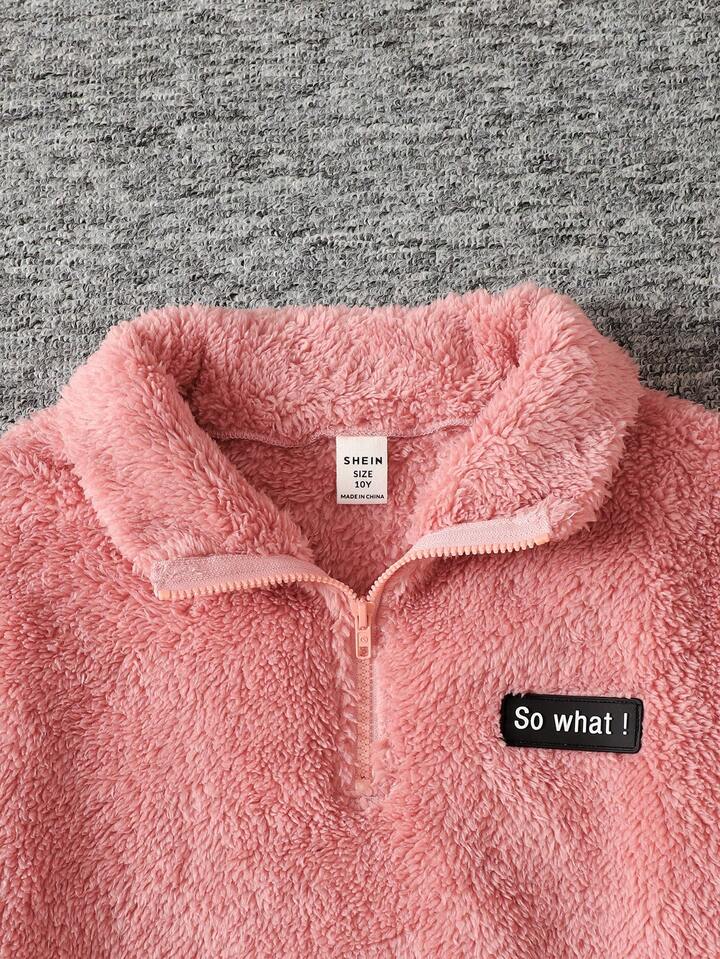 Women’s Fuzzy Fleece Half-Zip Pullover – Soft & Cozy Winter Sweatshirt (Pink)