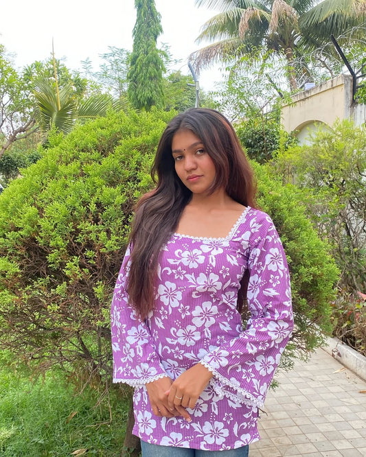 The 'Daisy Dream' Bell Sleeve Short Kurti