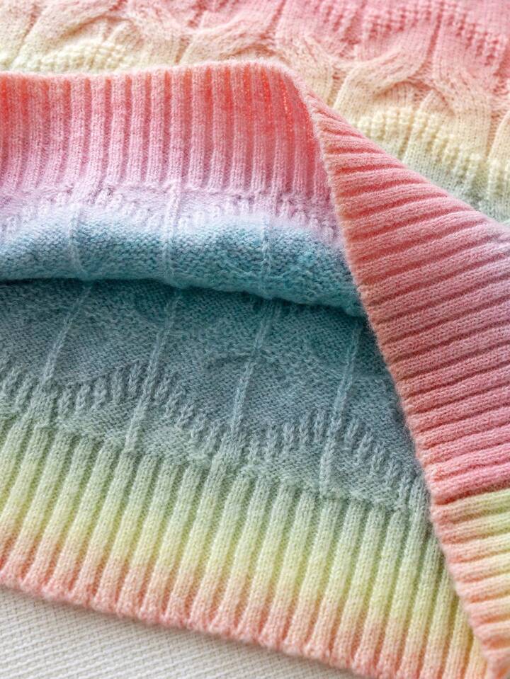 TrendsGirls & Teens Ombre Knit Pullover Sweater, Cute Style Suitable For Vacation, Daily Wear