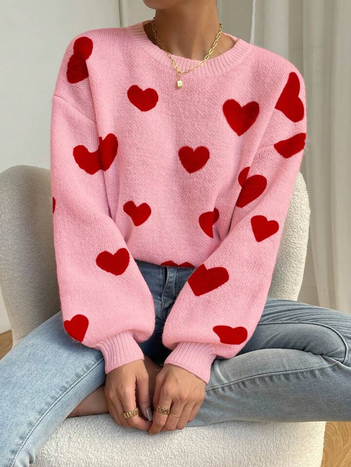 💜 Lavender Love Heart Knit Sweater