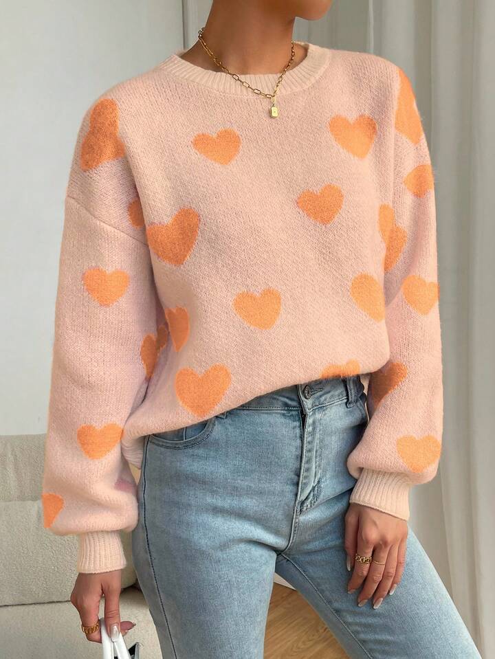 💜 Lavender Love Heart Knit Sweater