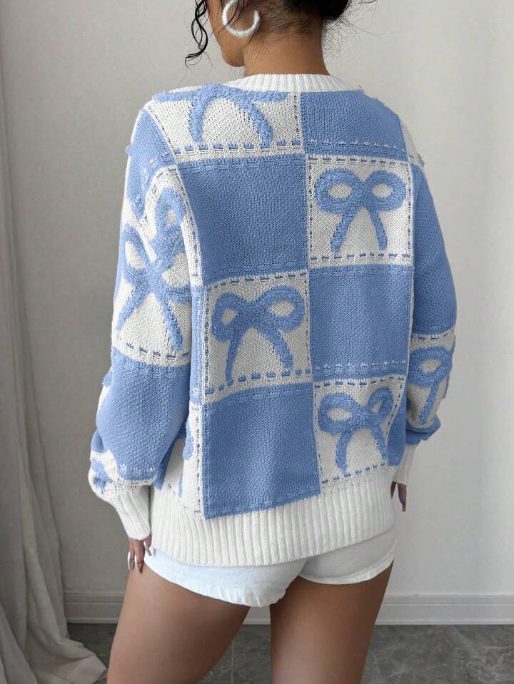 Baby Blue Bow Knit Sweater