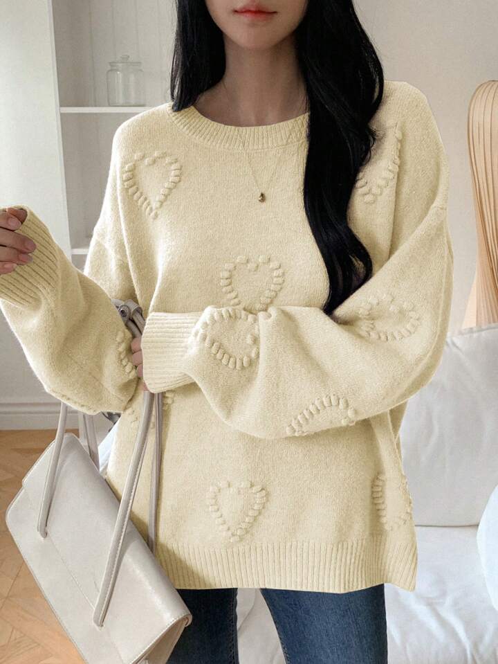 💜 Lavender Cozy Heart Knit Sweater