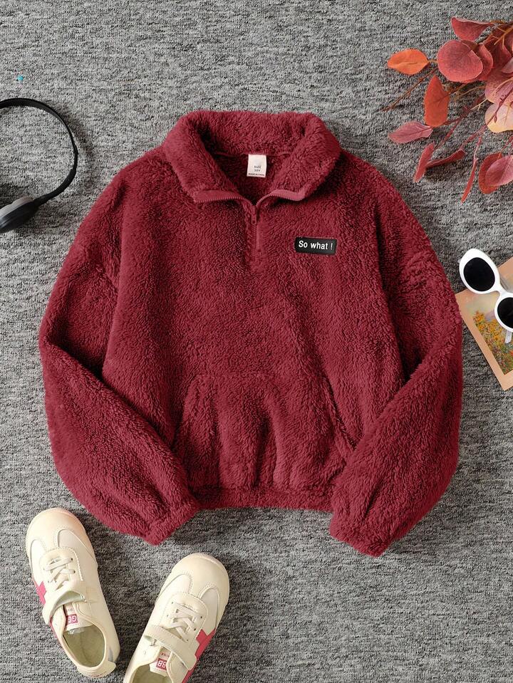 Women’s Fuzzy Fleece Half-Zip Pullover – Soft & Cozy Winter Sweatshirt (Pink)