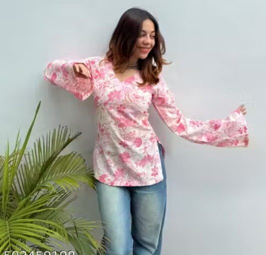 The 'Cotton Candy' Flared Sleeve Top