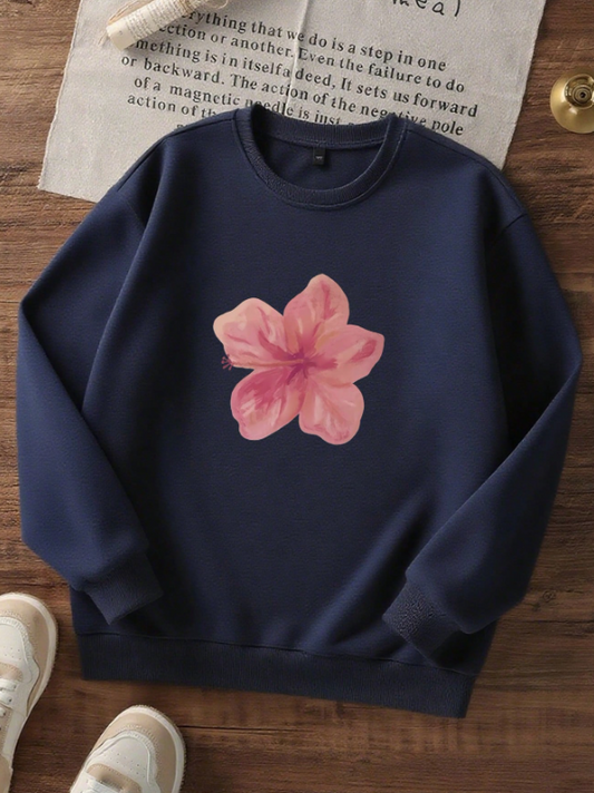 Girls Casual Printed Crew Neck Sweatshirt, Long Sleeve Top For Students, Autumn/Winter