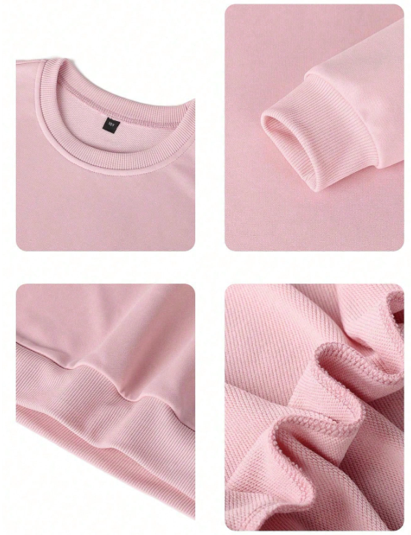 Girls Casual Printed Pullover Crew Neck Sweatshirt, Student Wear, Long Sleeve, Autumn/Winter