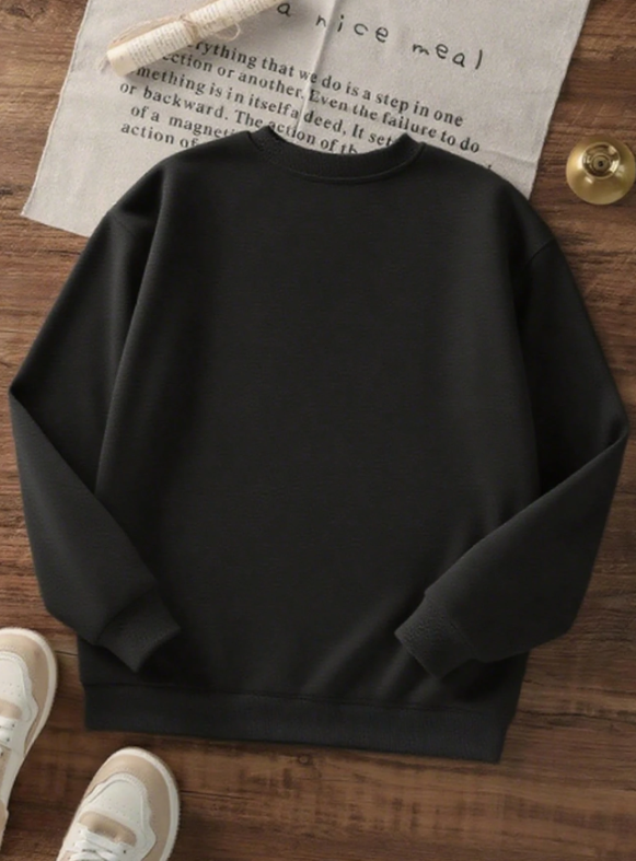 Pink Floral Graphic Sweatshirt – Aesthetic Oversized Black Pullover for Women