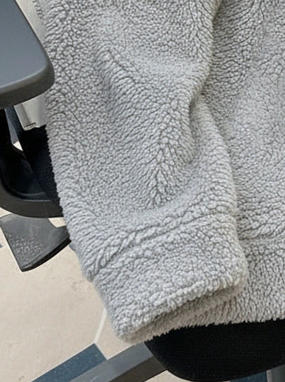 Alphabet ‘A’ Fleece Hoodie – Unisex Grey Sherpa Pullover for Winter Warmth