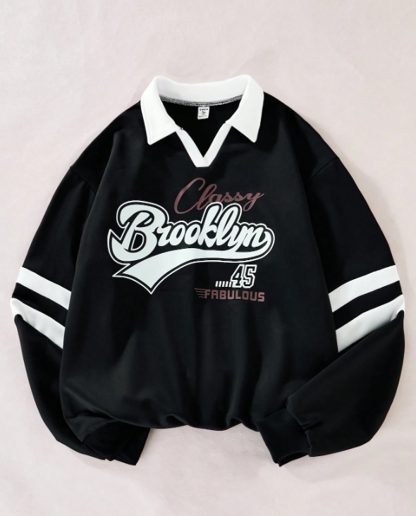 Classy Brooklyn 45 Oversized Collar Sweatshirt