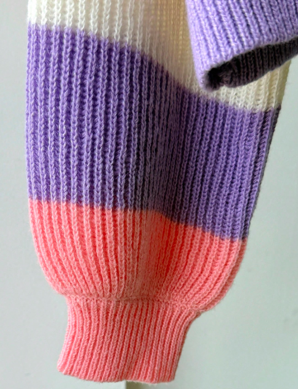 Color Block Striped Knit Sweater – Pastel Winter Pullover