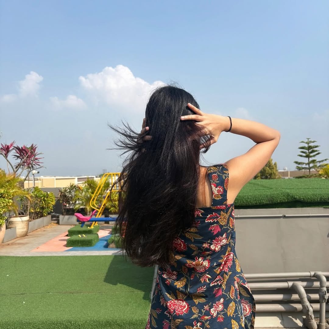 Navy Blue Floral Sleeveless Cotton Top