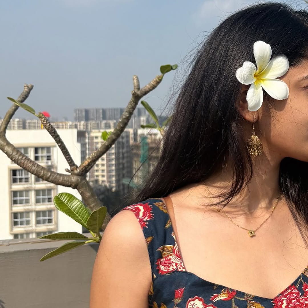 Navy Blue Floral Sleeveless Cotton Top